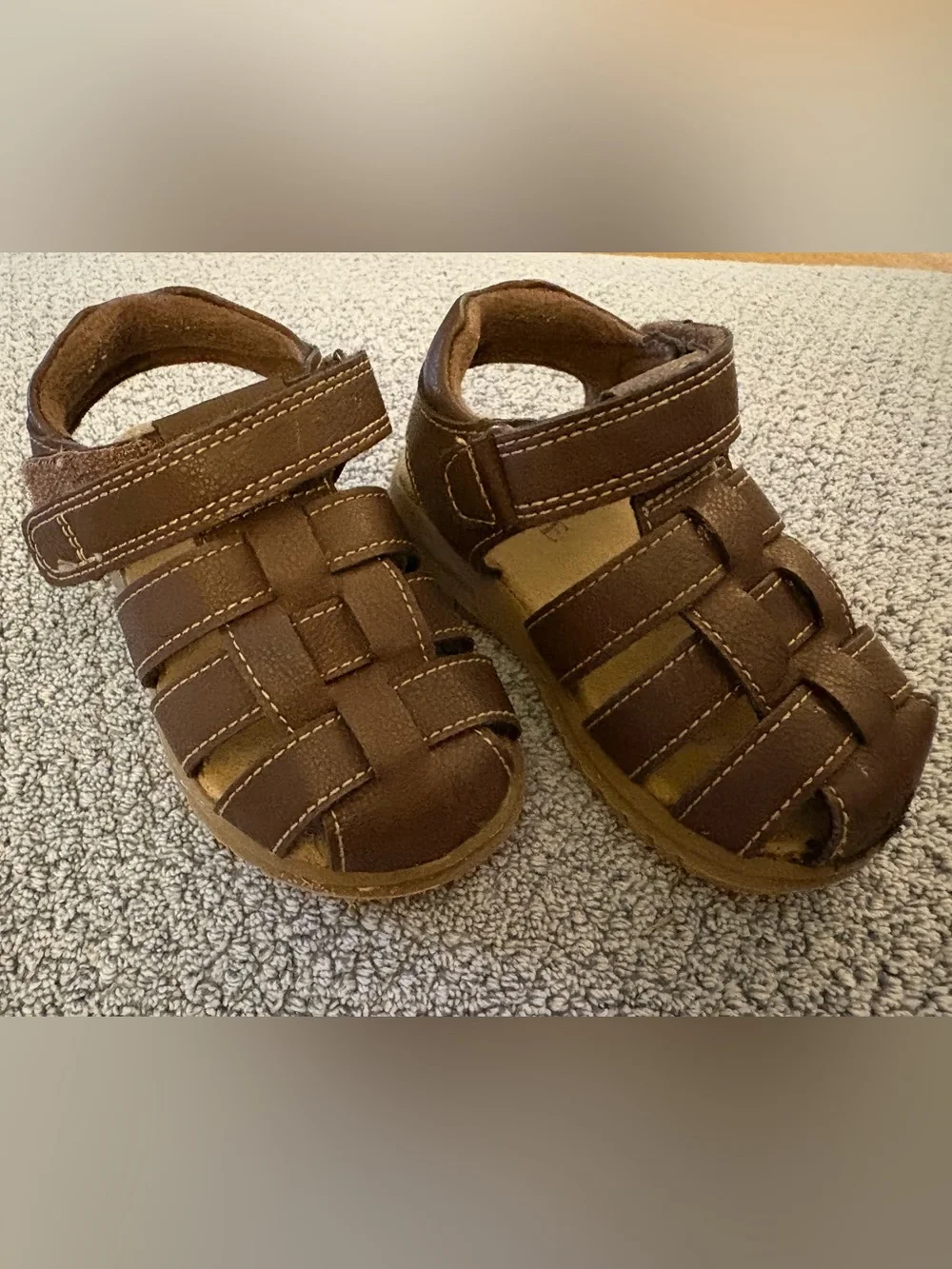 The Children's Place Brown Leather Fisherman Sandals